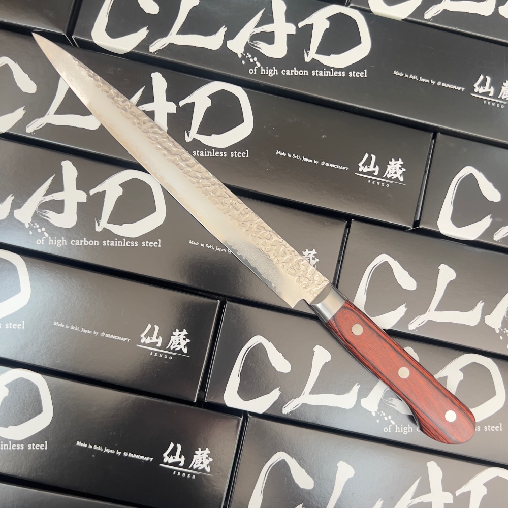 日本仙藏FT-05雙刃生魚片刀 24cm VG10-大馬士33層槌目-細節圖2