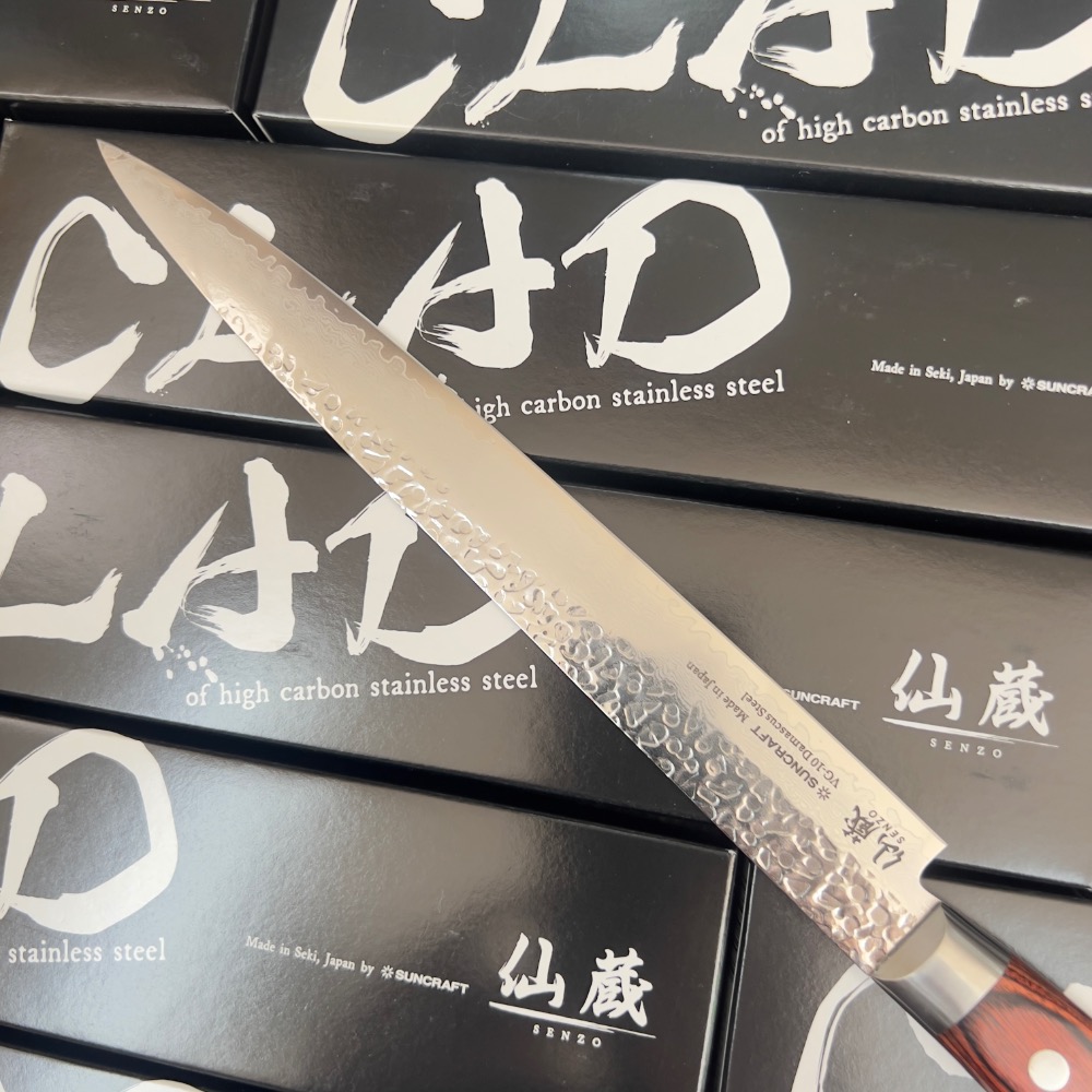 日本仙藏FT-05雙刃生魚片刀 24cm VG10-大馬士33層槌目-細節圖3