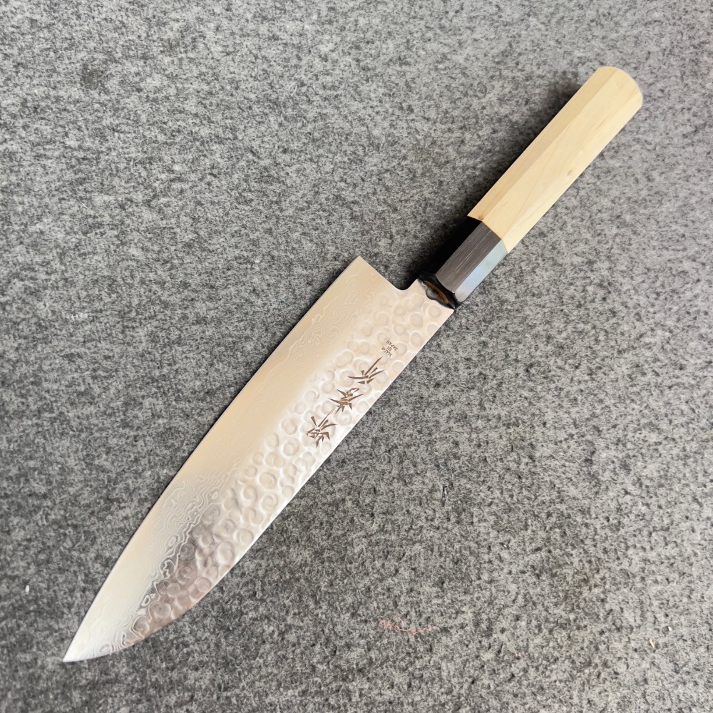 日本 堺孝行 AUS10 45層槌目大馬士革紋 三德刀 和柄 180mm-細節圖2