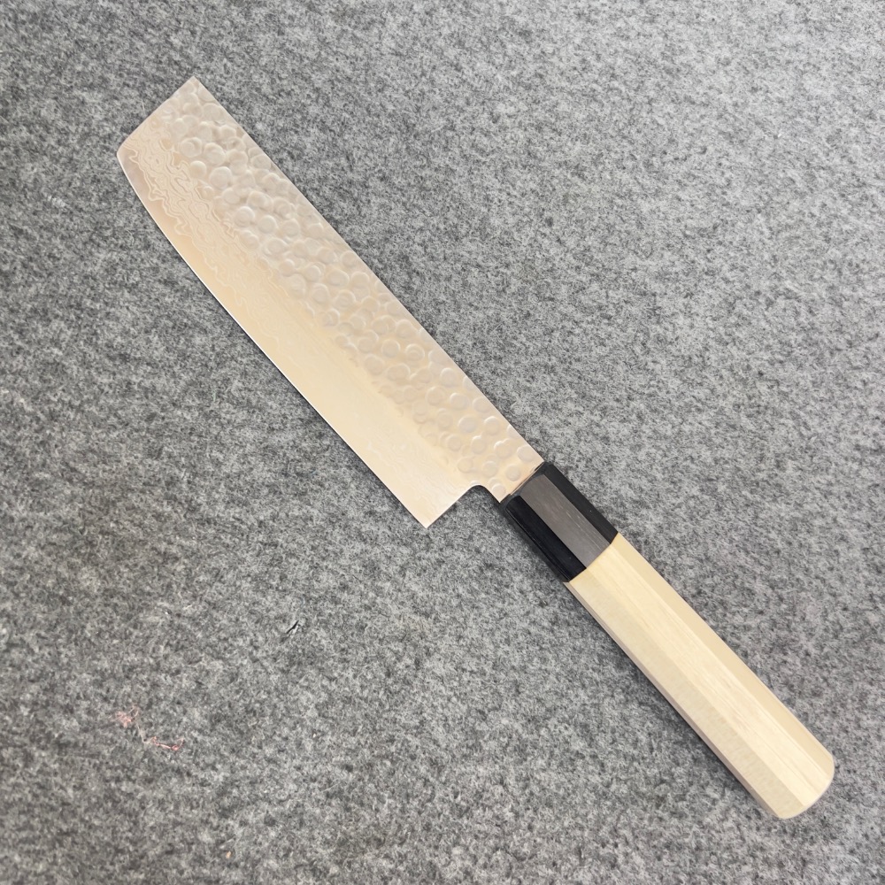 日本 堺孝行 AUS10 45層槌目大馬士革紋 菜切 和柄160mm-細節圖3