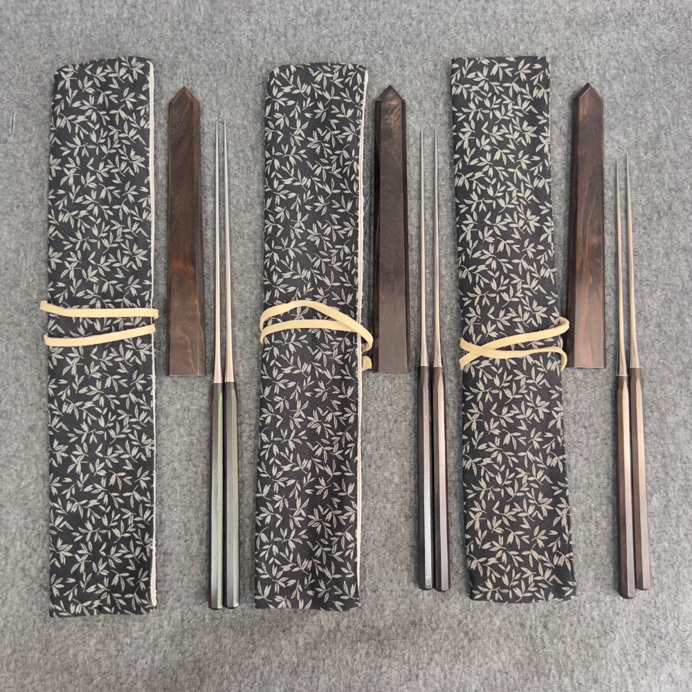 初心 黒檀盛箸·刺身筷｜黑檀筷鞘・附布卷收納-細節圖6