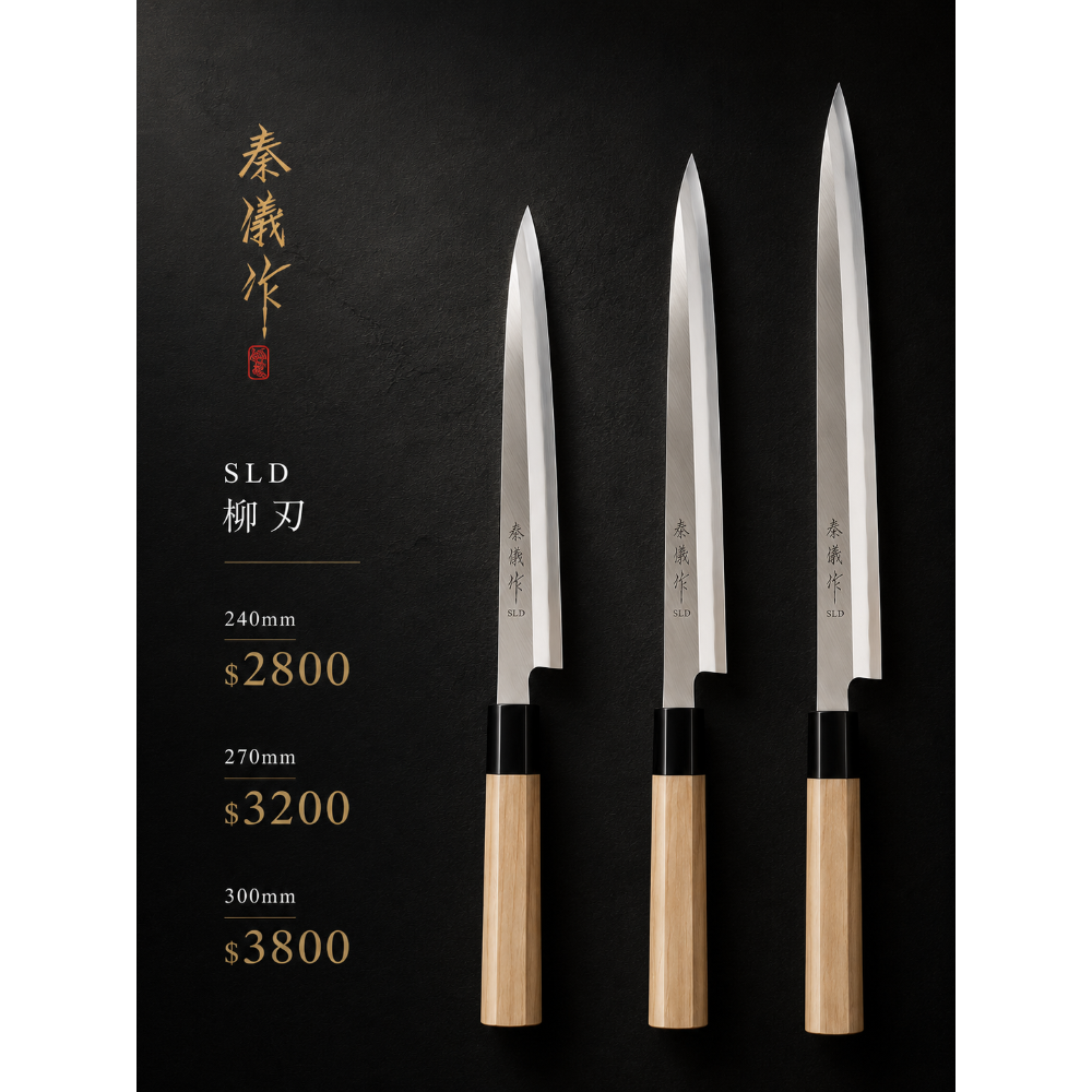 秦儀作 SLD 柳刃 生魚片刀 240.270.300 mm-規格圖9