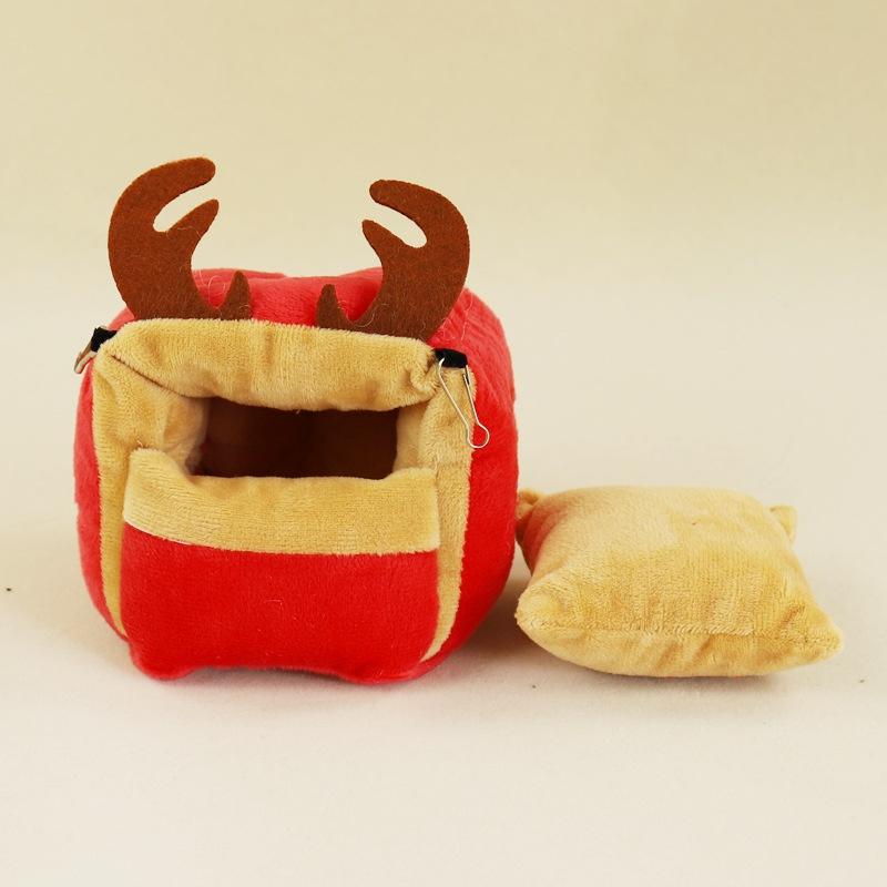 小動物 可愛動物 加絨保暖吊窩 小動物保暖窩 動物造型吊窩松鼠 蜜袋鼯 黃金鼠 倉鼠 附吊鍊-細節圖3