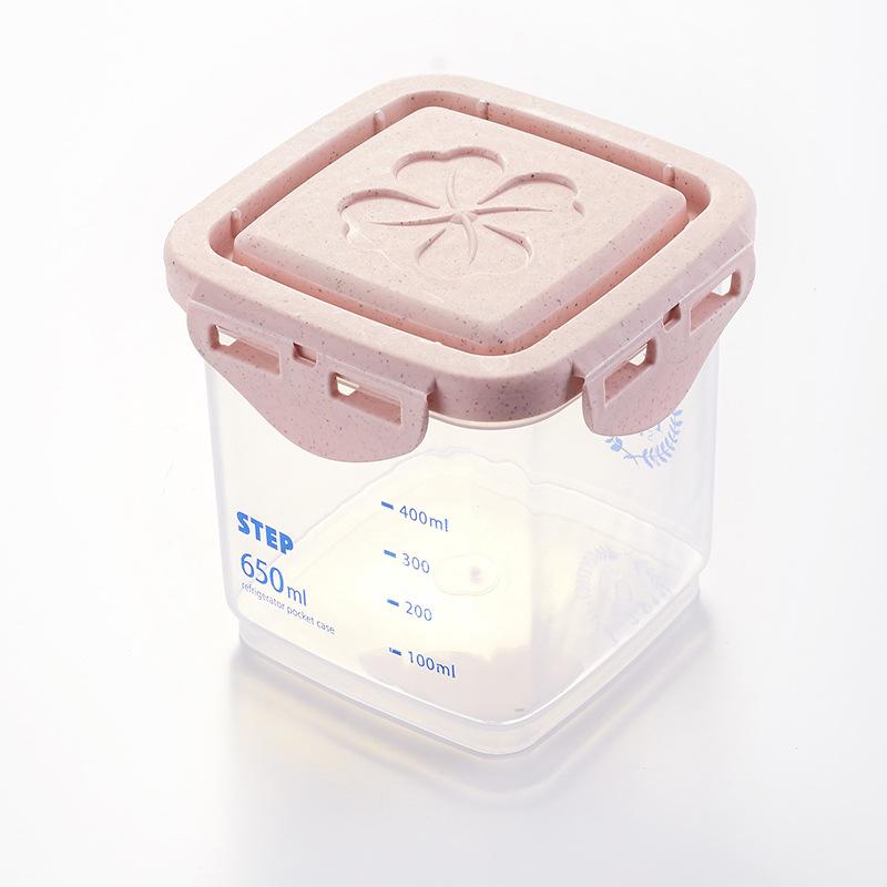 方形刻度儲物罐 保鮮罐 倉鼠 蜜袋鼯 松鼠 爬蟲 飼料保鮮罐 乾糧罐 收納罐 分類罐 易扣罐-細節圖2