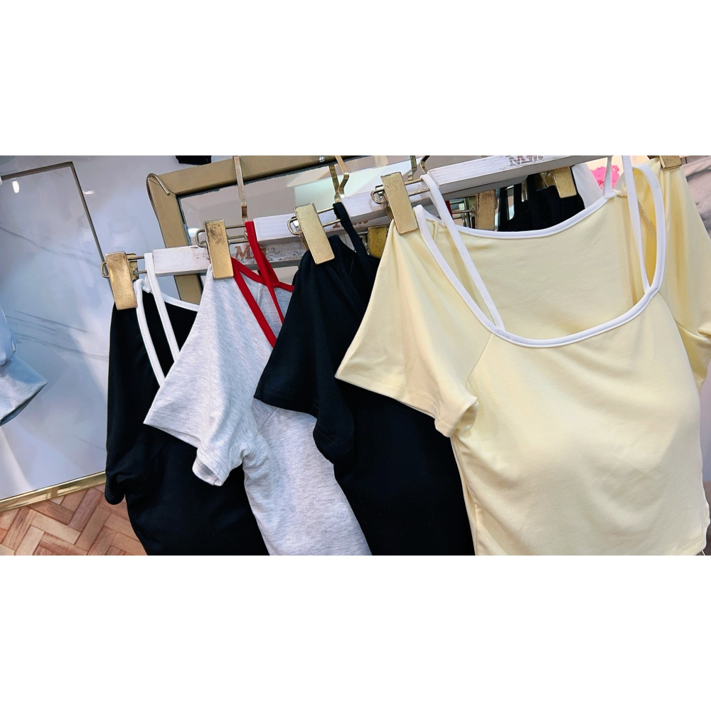 ❏ T&H 玩翻衣櫃 ❏ 撞色肩帶配色Tee 中大碼 寬鬆 MM 0416-細節圖2