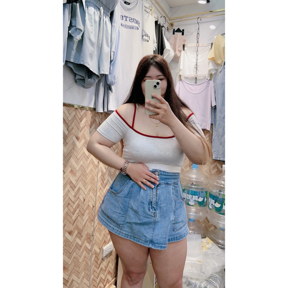❏ T&H 玩翻衣櫃 ❏ 撞色肩帶配色Tee 中大碼 寬鬆 MM 0416-細節圖4