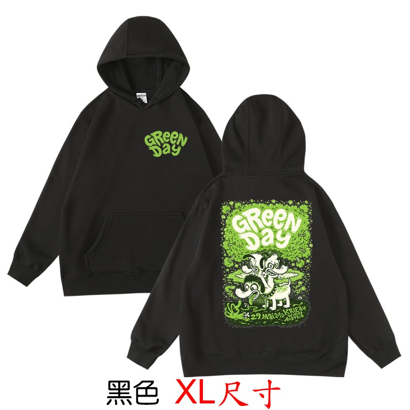Green Day【年輕歲月】【XL尺寸】連帽厚絨長袖流行龐克搖滾樂團T恤(現貨供應 下單後可以立即出貨)-規格圖2