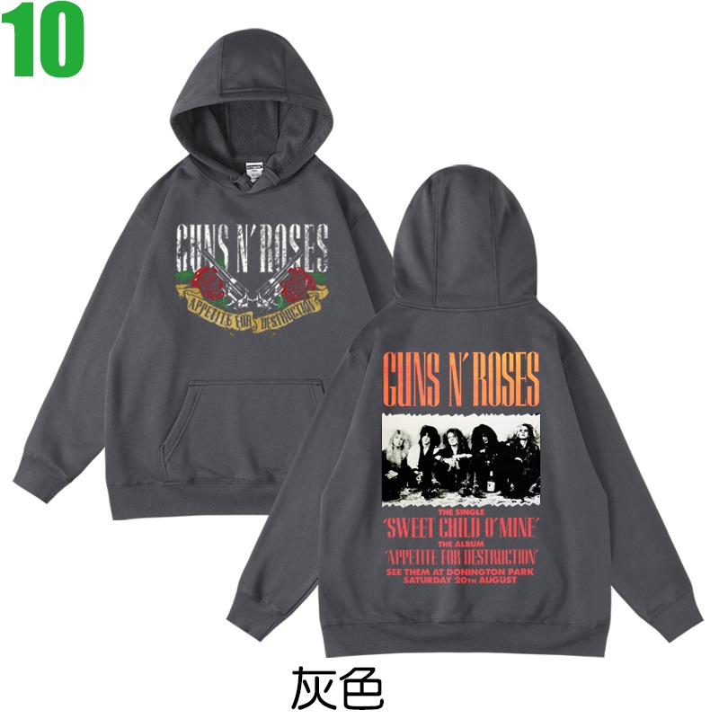 GUNS ＇N＇ ROSES SLASH【槍與玫瑰】連帽厚絨長袖搖滾樂團T恤(共2種顏色) 購買多件多優惠!【賣場五】-細節圖2