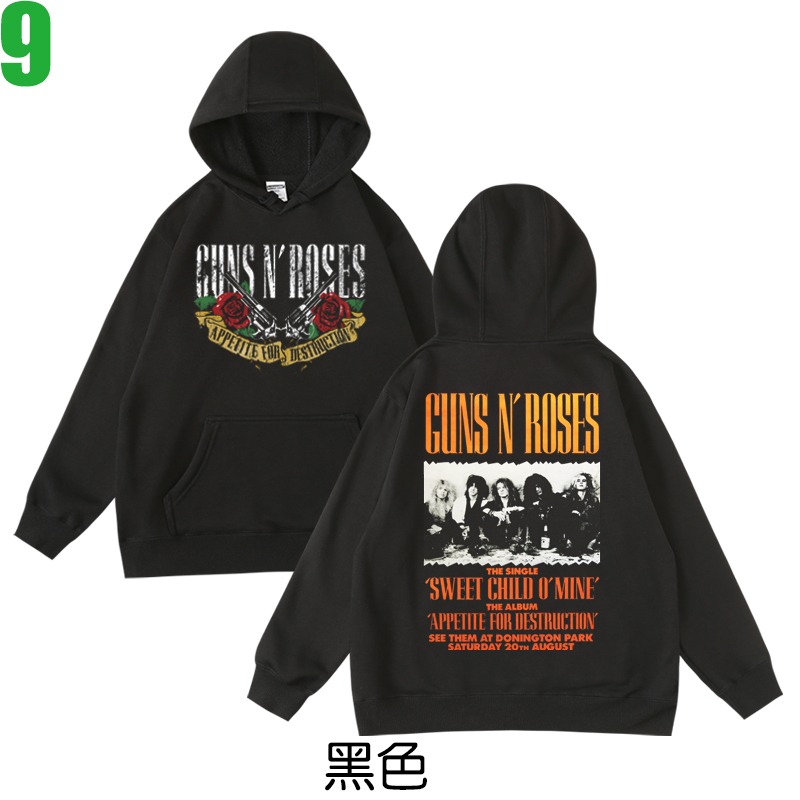 GUNS ＇N＇ ROSES SLASH【槍與玫瑰】連帽厚絨長袖搖滾樂團T恤(共2種顏色) 購買多件多優惠!【賣場五】-規格圖3