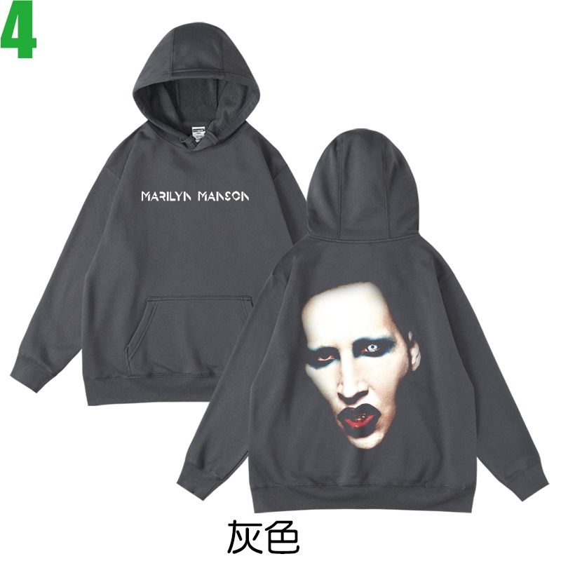 Marilyn Manson【瑪莉蓮曼森】連帽厚絨長袖工業重金屬搖滾樂團T恤(共2種顏色) 購買多件多優惠!【賣場三】-規格圖3