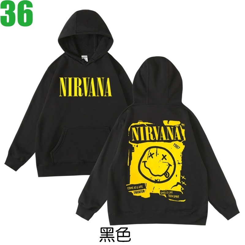 NIRVANA【超脫 涅槃】連帽厚絨長袖Grunge油漬搖滾樂團T恤(共2種顏色) 新款上市購買多件多優惠!【賣場十二】-規格圖3