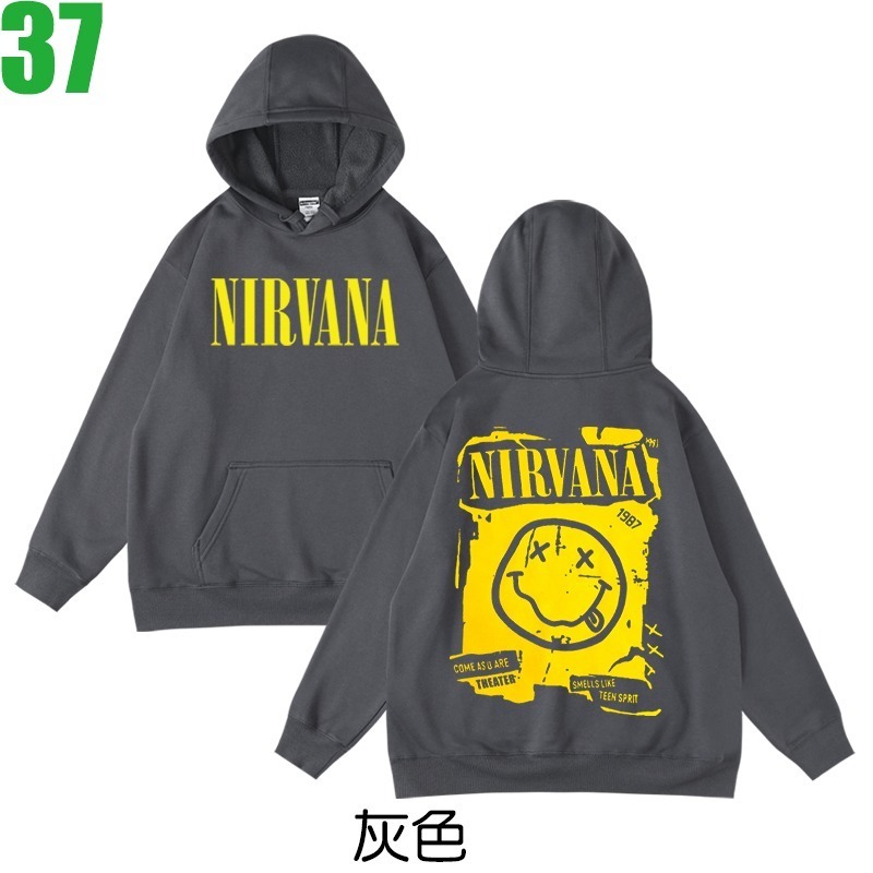 NIRVANA【超脫 涅槃】連帽厚絨長袖Grunge油漬搖滾樂團T恤(共2種顏色) 新款上市購買多件多優惠!【賣場十二】-規格圖3