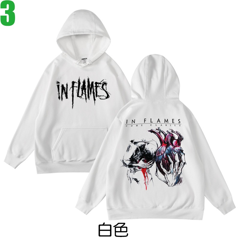 IN FLAMES【烈燄邪神】連帽厚絨長袖重金屬搖滾樂團T恤(共2種顏色可供選購) 新款上市購買多件多優惠!【賣場二】-規格圖3