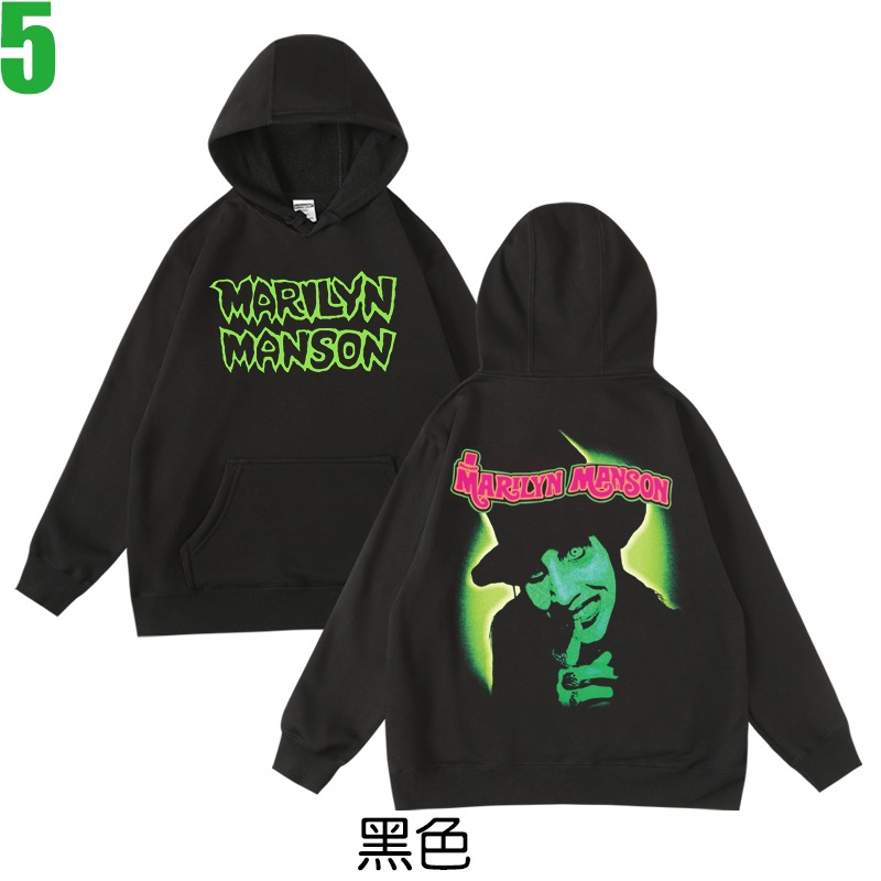 Marilyn Manson【瑪莉蓮曼森】連帽厚絨長袖工業重金屬搖滾樂團T恤(共2種顏色) 購買多件多優惠!【賣場四】-規格圖3
