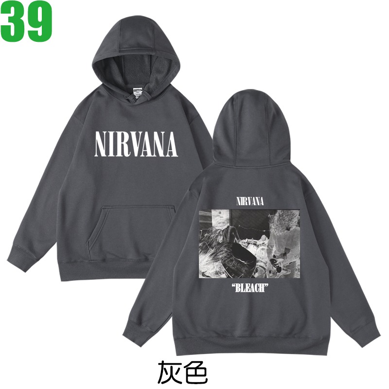 NIRVANA【超脫 涅槃】連帽厚絨長袖Grunge油漬搖滾樂團T恤(共2種顏色) 新款上市購買多件多優惠!【賣場十三】-規格圖3