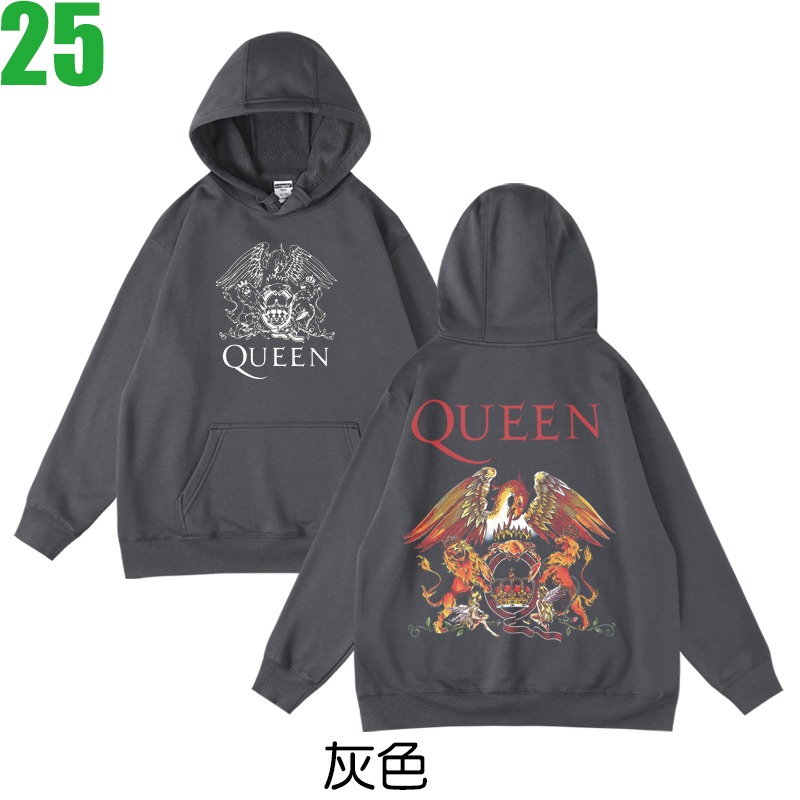 QUEEN【皇后合唱團 Freddie Mercury】連帽厚絨長袖搖滾樂團T恤(2種顏色) 購買多件多優惠!【賣場七】-規格圖3