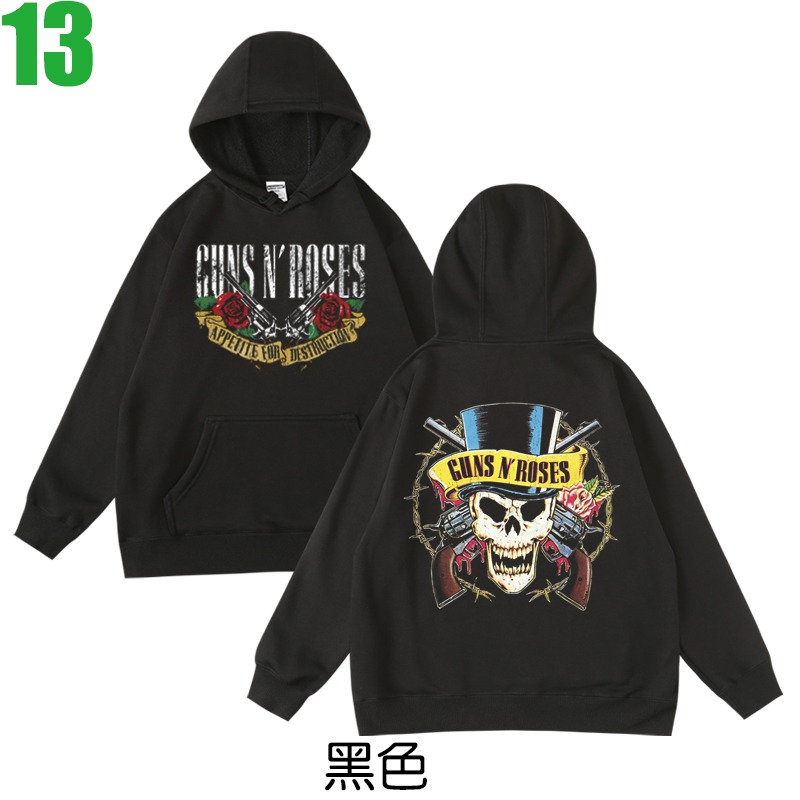 GUNS ＇N＇ ROSES SLASH【槍與玫瑰】連帽厚絨長袖搖滾樂團T恤(共2種顏色) 購買多件多優惠!【賣場七】-規格圖3