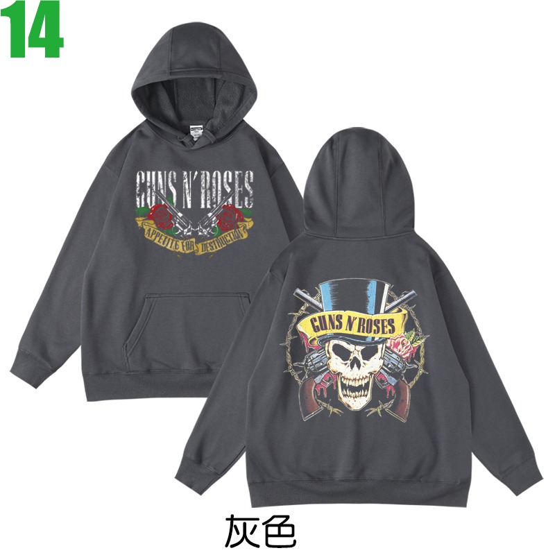 GUNS ＇N＇ ROSES SLASH【槍與玫瑰】連帽厚絨長袖搖滾樂團T恤(共2種顏色) 購買多件多優惠!【賣場七】-規格圖3