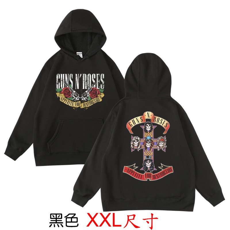 GUNS ＇N＇ ROSES SLASH【槍與玫瑰】【XXL尺寸】連帽厚絨長袖搖滾樂團T恤(現貨供應 下單後可立即出貨)-規格圖2