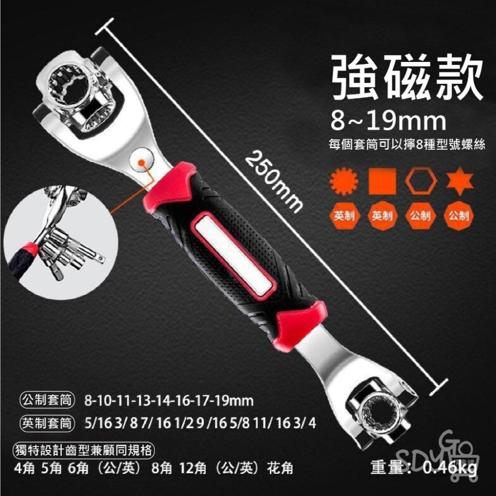 【台灣現貨 快速發貨】多功能扳手 51合一 強磁設計 隨時維修 工作組 12齒設計 改裝 修理 外六角 套筒 扳手套裝-細節圖2