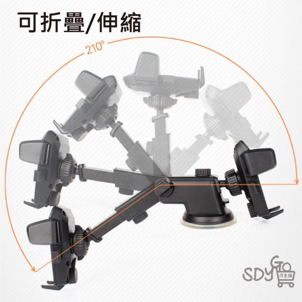 【台灣現貨 快速發貨】擋風玻璃手機架 可折疊伸縮 單手操作 車用手機架 手機座 吸盤固定架 導航支架 手機支架 黏性支架-細節圖4