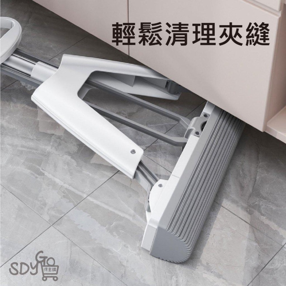 【雙11買1送1】免手洗膠棉拖把 強力擠水 免髒手 更換簡單 縫隙清潔 油汙清潔 擰水拖把 海綿拖把 平板拖 拖把-細節圖3