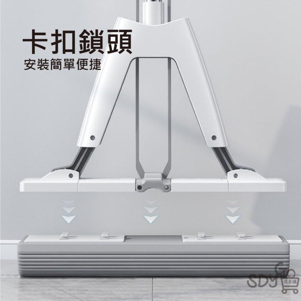 【雙11買1送1】免手洗膠棉拖把 強力擠水 免髒手 更換簡單 縫隙清潔 油汙清潔 擰水拖把 海綿拖把 平板拖 拖把-細節圖7