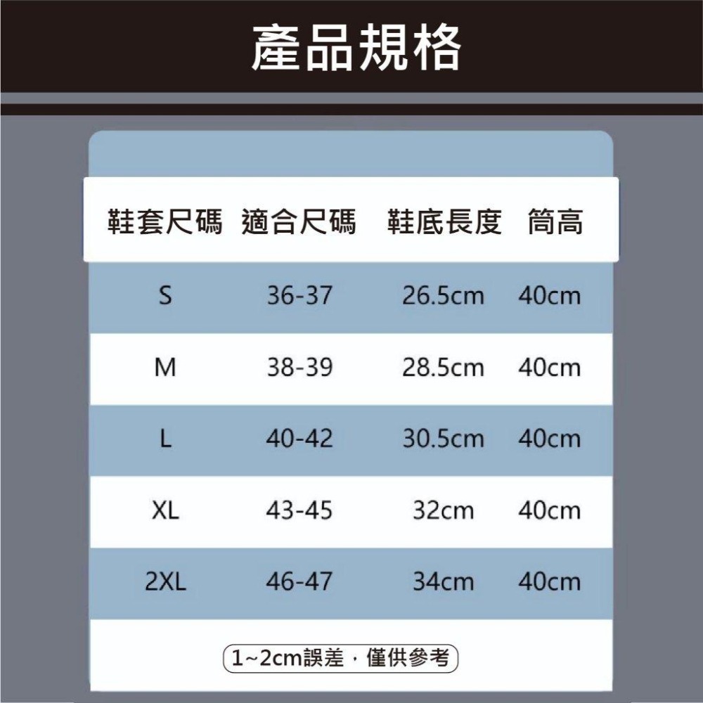 【台灣現貨 快速發貨】長筒防水鞋套 鞋底防滑 S/M/L/XL/2XL 雙重防護 雨鞋 鞋套 高筒 鬆緊束帶 鞋子保護-細節圖8