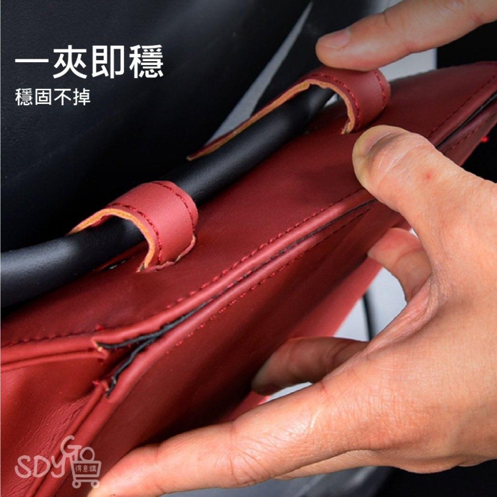 【台灣現貨 快速發貨】車用收納垃圾桶 多處可用 皮革 承重5kg 防潑水 簡單安裝 垃圾桶 收納盒 車用收納 小物收納-細節圖2