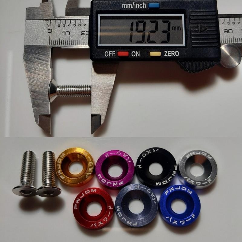 [台灣現貨] 鈕扣墊片 M6 牌照螺絲 1組2入 車牌墊片 引擎室螺絲 機車螺絲 白鐵螺絲 白鐵 墊片 車牌螺絲-細節圖7