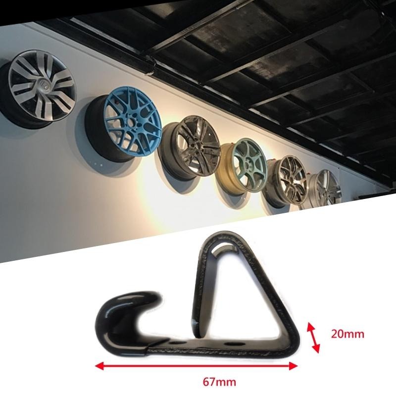 [台灣現貨] 黑色 鋁圈展示掛勾 鋁圈掛鉤 掛牆 掛鉤 收納 DIY 輪框掛鉤 鋁圈固定勾-細節圖6