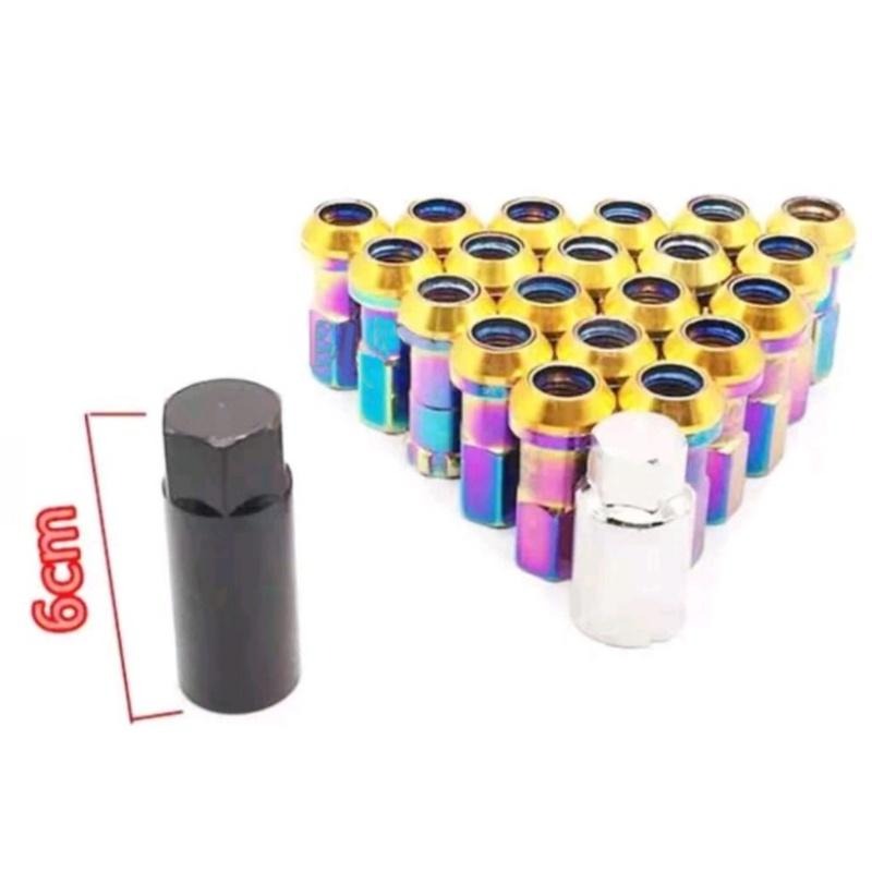 [台灣現貨] 鋁圈防盜螺帽 輪框螺母 螺母 螺絲 鋁圈螺帽 輪圈螺絲 彩色螺母 彩鈦 螺帽 防盜螺帽-細節圖3