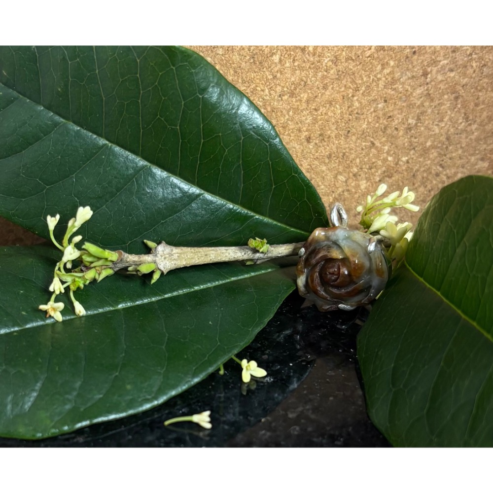 一花一世界，紅翡玫瑰吊墜-細節圖2