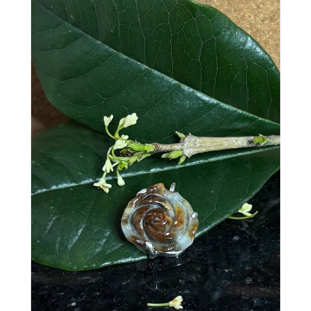 一花一世界，紅翡玫瑰吊墜-細節圖3