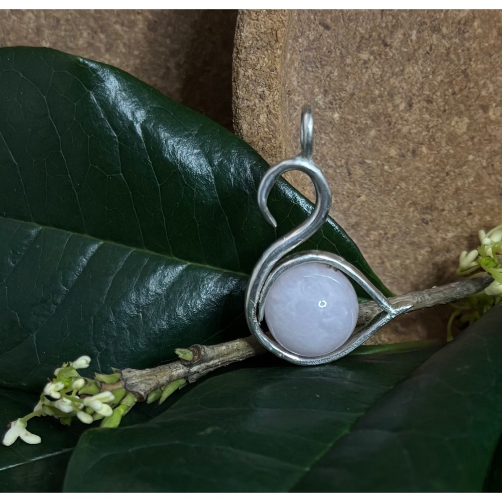 優雅天鵝～粉色摩根石純銀吊墜-細節圖3