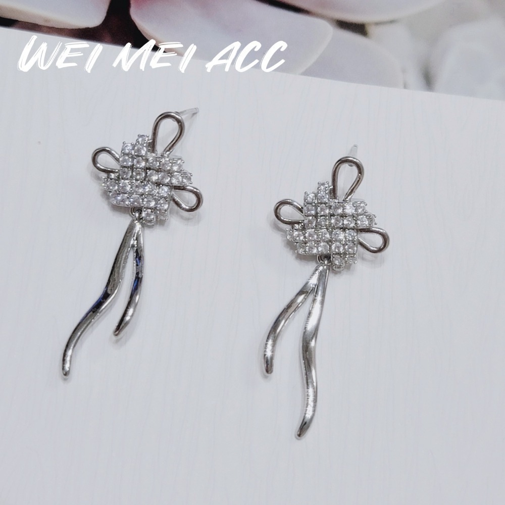 《惟美wei mei》A005微鑲鋯石中國結垂墜耳環❤ 中國風-細節圖5