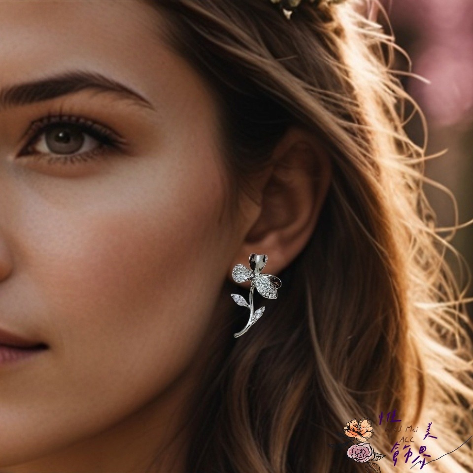 《惟美wei mei》A011超美自然花型微鑲耳環台灣現貨-細節圖2