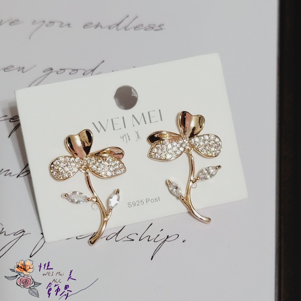 《惟美wei mei》A011超美自然花型微鑲耳環台灣現貨-細節圖5