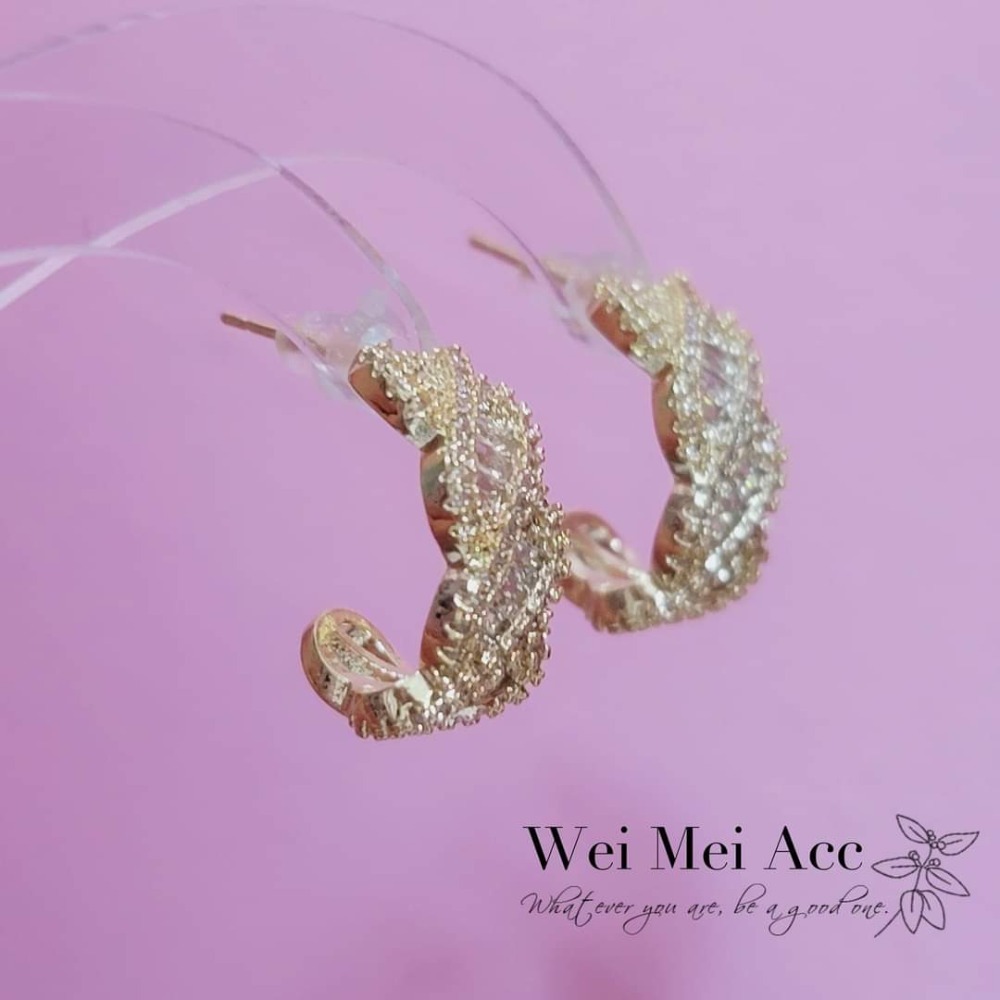 《惟美wei mei》E001精緻微鑲鋯石編織曲線C圈-細節圖3