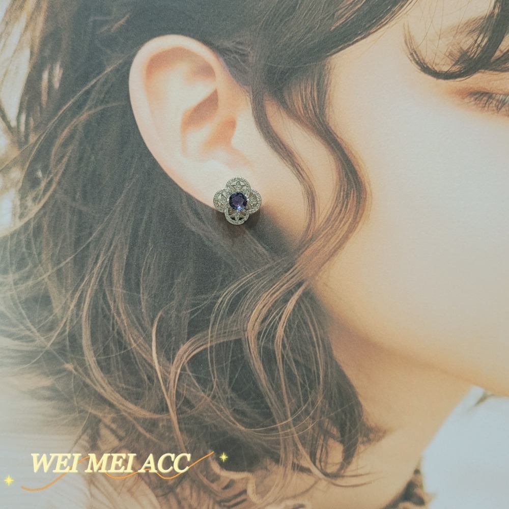 《惟美wei mei》A001微鑲鋯石歐式花紋耳環耳釘-台灣現貨-細節圖2