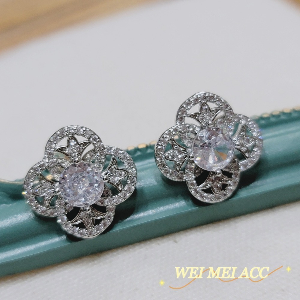 《惟美wei mei》A001微鑲鋯石歐式花紋耳環耳釘-台灣現貨-細節圖6