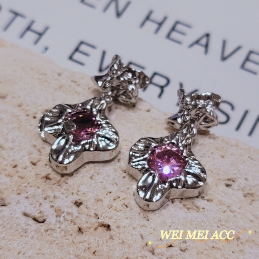 《惟美wei mei》K002甜酷粉鋯耳環 台灣現貨❤-細節圖4