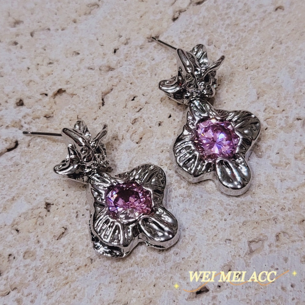 《惟美wei mei》K002甜酷粉鋯耳環 台灣現貨❤-細節圖6