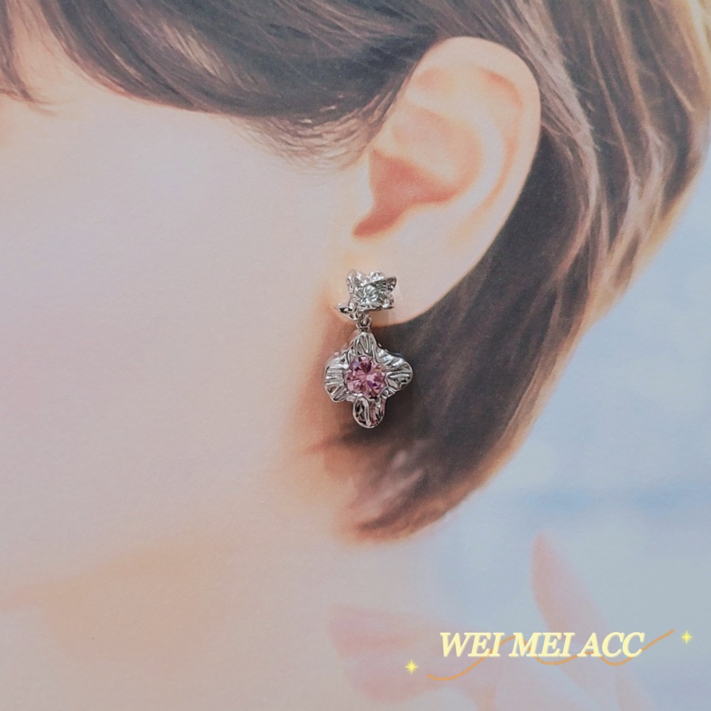 《惟美時尚飾品 • WEI MEI》小眾甜酷粉鋯耳環❤-細節圖5