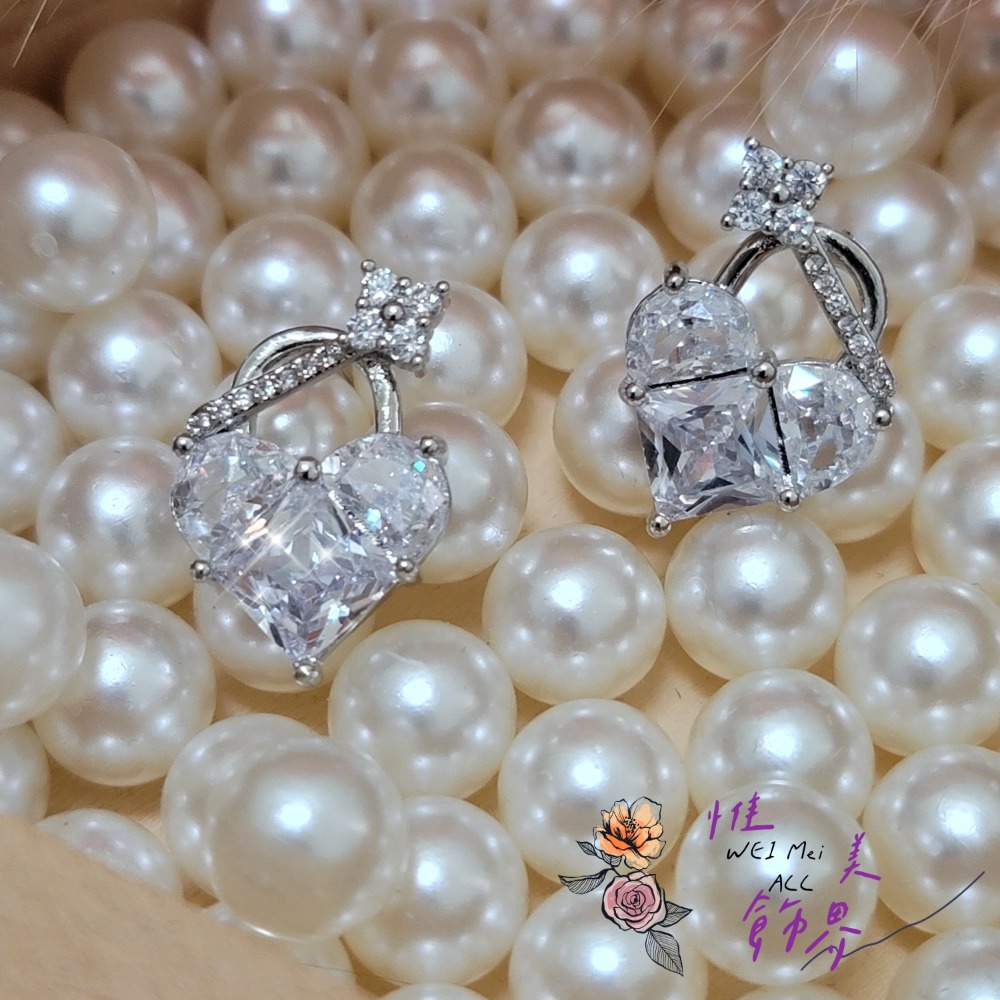 《惟美wei mei》A002精緻微鑲愛心鎖頭設計款耳釘耳環 台灣現貨-細節圖4