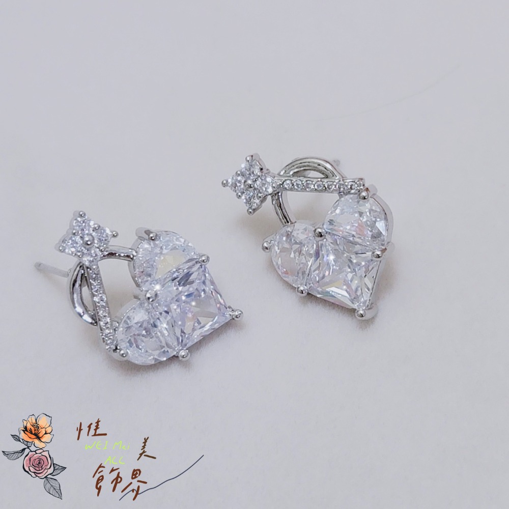 《惟美wei mei》A002精緻微鑲愛心鎖頭設計款耳釘耳環 台灣現貨-細節圖5