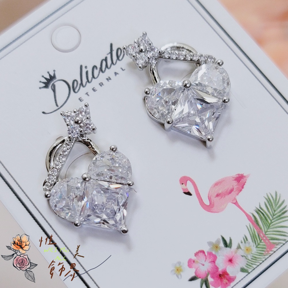 《惟美wei mei》A002精緻微鑲愛心鎖頭設計款耳釘耳環 台灣現貨-細節圖6