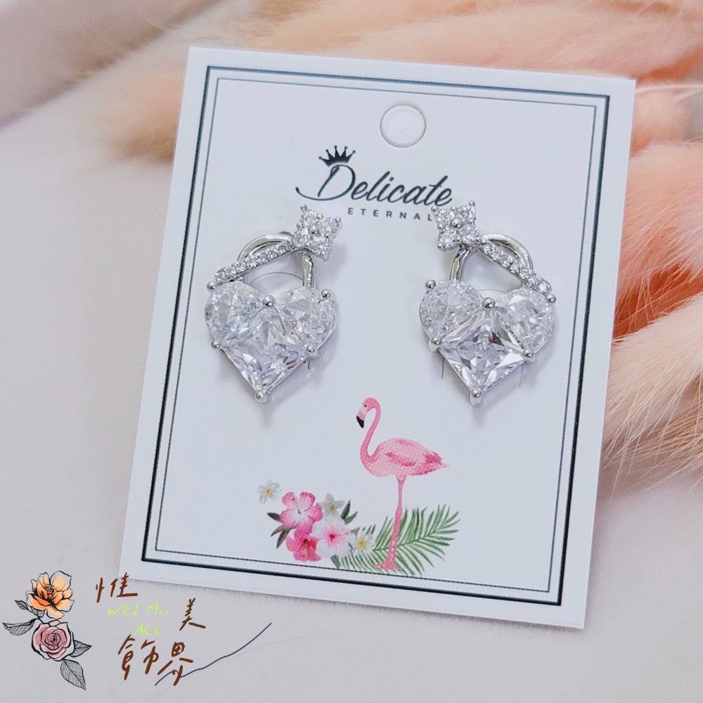 《惟美wei mei》A002精緻微鑲愛心鎖頭設計款耳釘耳環 台灣現貨-細節圖7