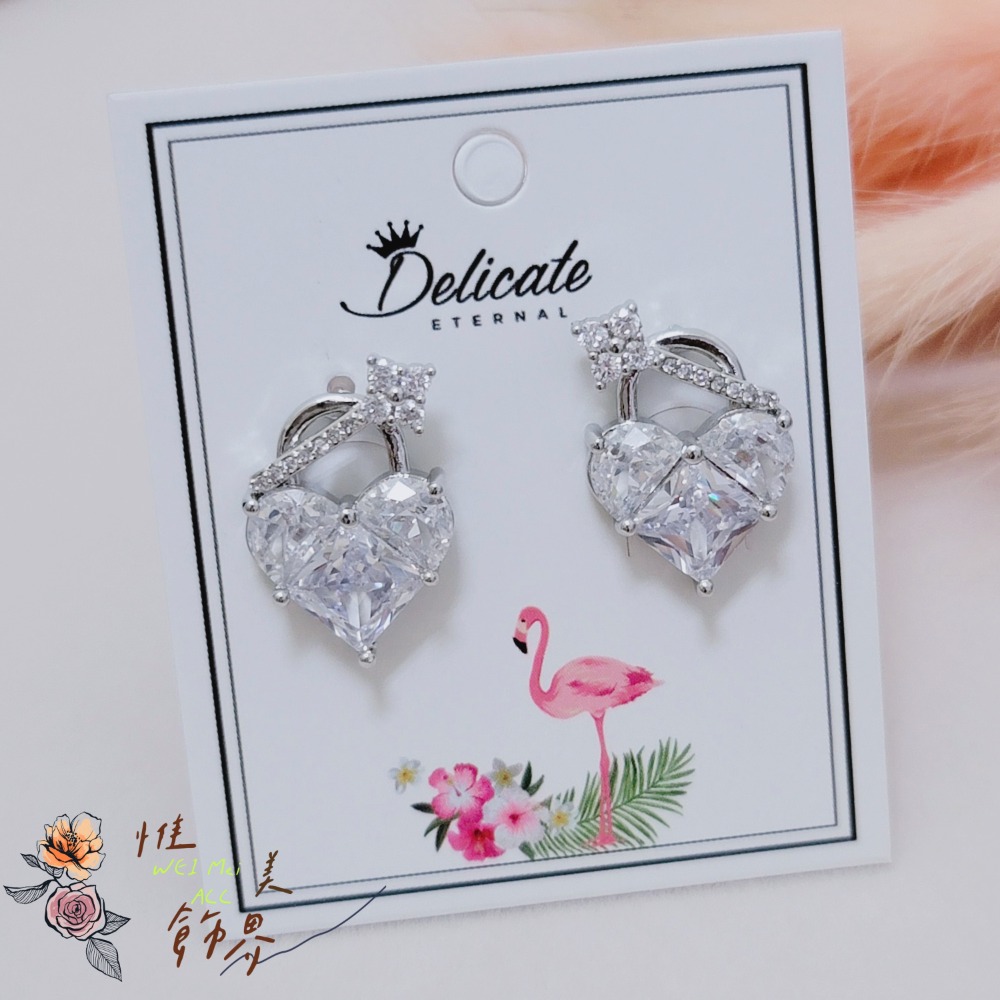 《惟美wei mei》A002精緻微鑲愛心鎖頭設計款耳釘耳環 台灣現貨-細節圖9