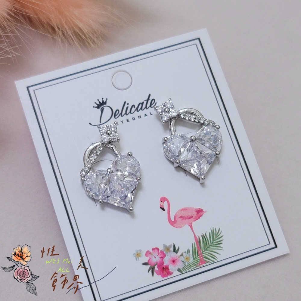 《惟美wei mei》A002精緻微鑲愛心鎖頭設計款耳釘耳環 台灣現貨-細節圖10